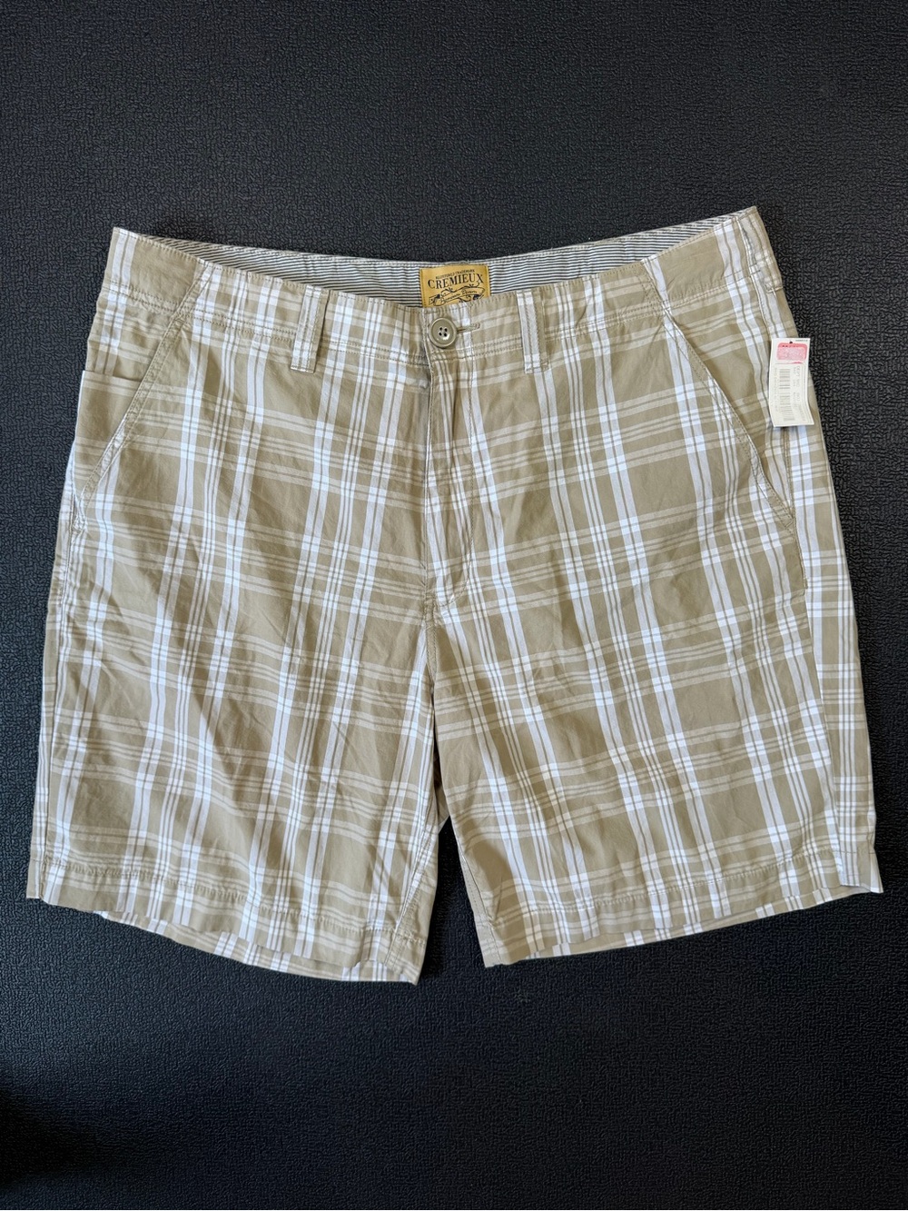 NWT Cremieux 100% Khaki Plaid Shorts Men Size 40 golf preppy summer casual Beach